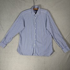 Ralph Lauren Purple Label Dress Shirt Men  s Size 17 Blue White Stripes Italy