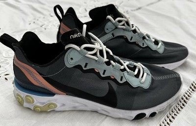 Nike React Element 55 Mens Size 8 Ocean Cube Running Shoes Sneakers Gray