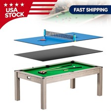 7 Ft 3 in 1 Convertible Pool Table w/ Dining ...