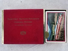 Vintage EMD General Motors Railroad Playing Cards w/ Velvet Box Train Railroadia