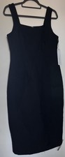 ROMAN Little Black Dress Ribbed Sleeveless Knee Length Dress Size UK 10 New