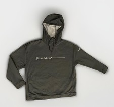 Nike Just Do It Cursive Logo WOMENS L Gray Pullover Hoodie Pockets Fleece Lined