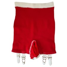 VINTAGE NEW 1950's Ban-Lon Women's Red w/White Trim Girdle w/Garter Size M