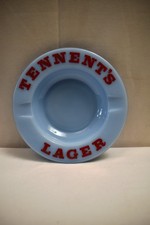 Vintage Tennent s Lager Ashtray Blue Milk Gla...