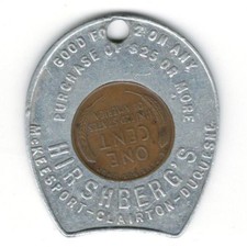 Good For $2 Hirshberg's McKEESPORT-CLAIRTON-DUQUESNE, PA----Encased 1946 Penny