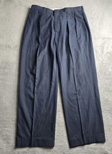 Polo Ralph Lauren Pants Mens 34x32 Navy Silk Cotton Slacks Pleated Mobster