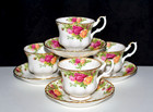 Royal Albert Old Country Roses 4 SETS CUPS & SAUCERS England, Flowers, Excellent