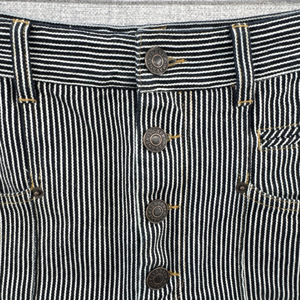 Шорты женские Isabel Marant Nadia 34 размер США 2 расслабленные синие в полоску саржа высокая посадка - Изображение 4 из 4