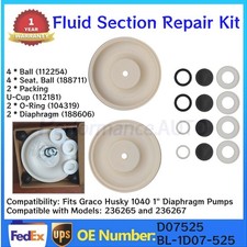 D07-525 D07525 Fluid Section Repair Kit FITS Graco Husky 1040 1" Diaphragm Pump