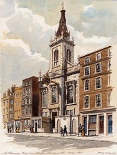 Watercolour Painting - Bert Wright (b.1930) - Lombard Street London