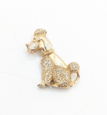 Vintage Gold Poodle Dog Brooch Pin Lapel Pup Puppy Breed Costume Jewelry Lover
