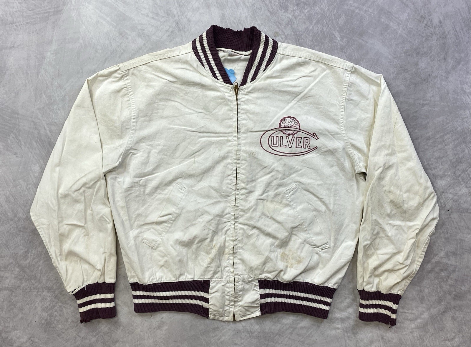 Vintage 1950s Champion Running Man Culver Military Academy Light Jacket Sz Large