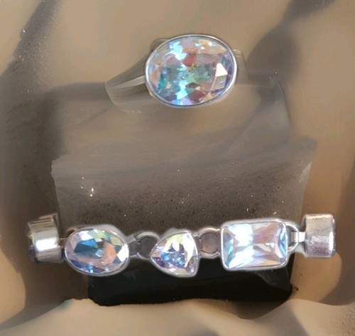 Charles Albert Mystic Quartz Sterling Silver Bracelet & Ring