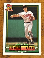 Topps 1991 Record Breaker Cal Ripken #5 Hall of Fame Baltimore Orioles Base Set