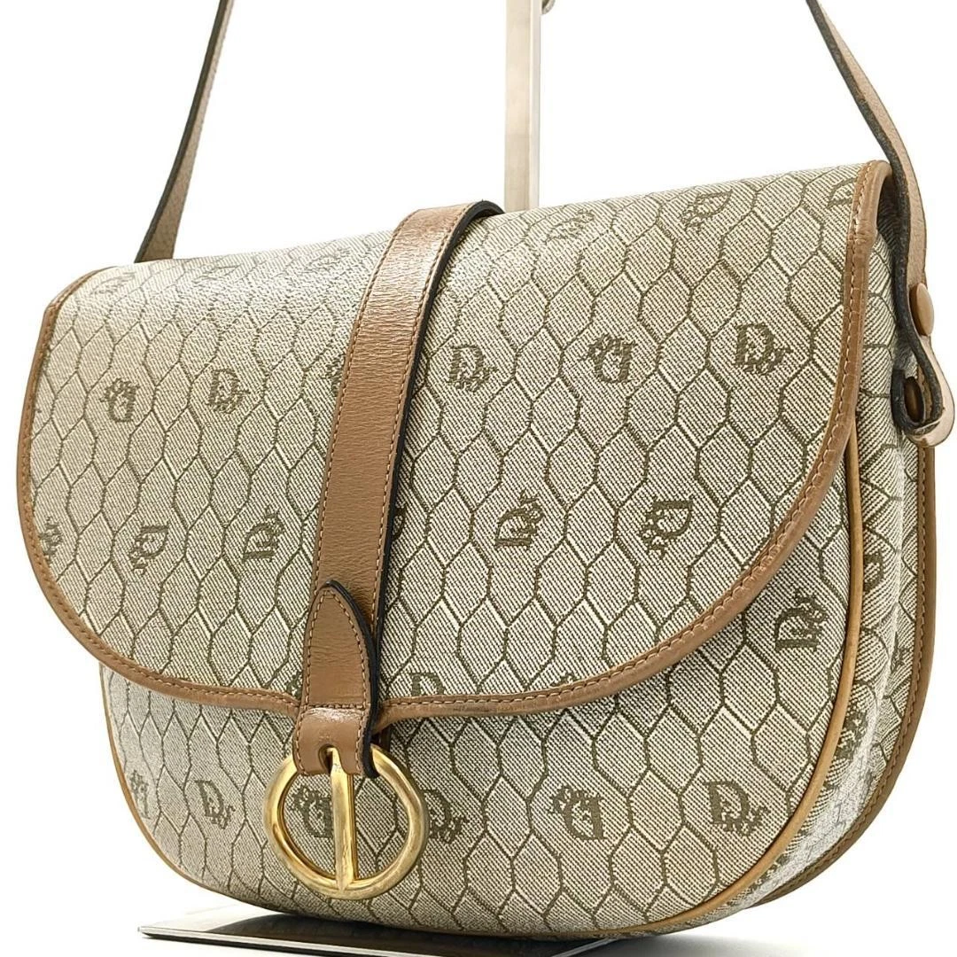 Rare sac à bandoulière Dior avec pochette PVC motif nid d'abeille beige