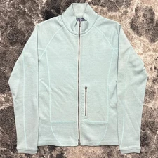 Ibex Jacket Womens Small Merino Wool Blue Full Zip Sweater Hiking Outdoors USA