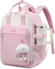 Teen Girls School Backpack with Laptop Compartment, Cup Holder Charm