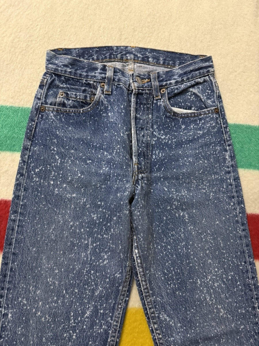 Vintage 80s Levi's 501 0129 Made USA Blue Galactic Galaxy Wash