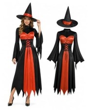 Women With Wicked Witch Hat Halloween Costume For Adult Witch Medium Orange