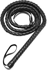 Black Whip for Halloween Costume - 6.5 Feet PU Leather Soft Prop Whip, Cat Woman