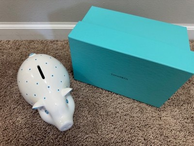 Vintage Tiffany & Co. Piggy Bank. Blue. Gift but never used. In