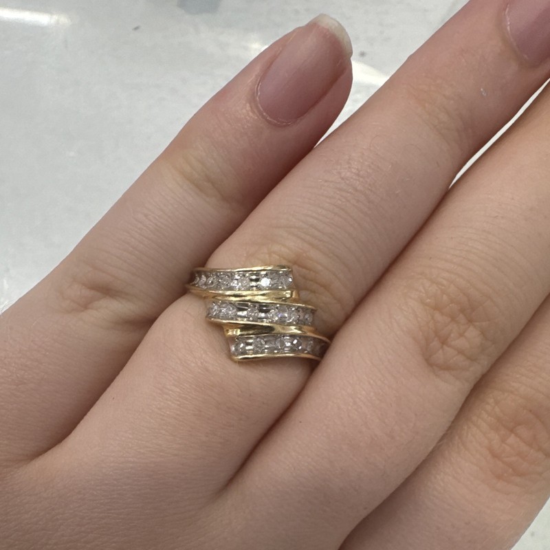 10k Yellow Gold Channel-Set Round Natural Diamond Band Ring Size 7 Preowned 2.3g