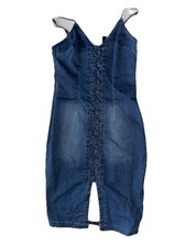 Windsor Women's Denim Lace-Up Bodycon Mini Dress Blue Size M