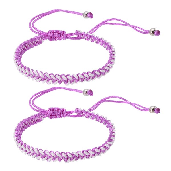 2Er-Set GlüCks-Armband Aus Geflochtener Schnur, Gebetsband, Weiß-Lila FüR Lucky-image