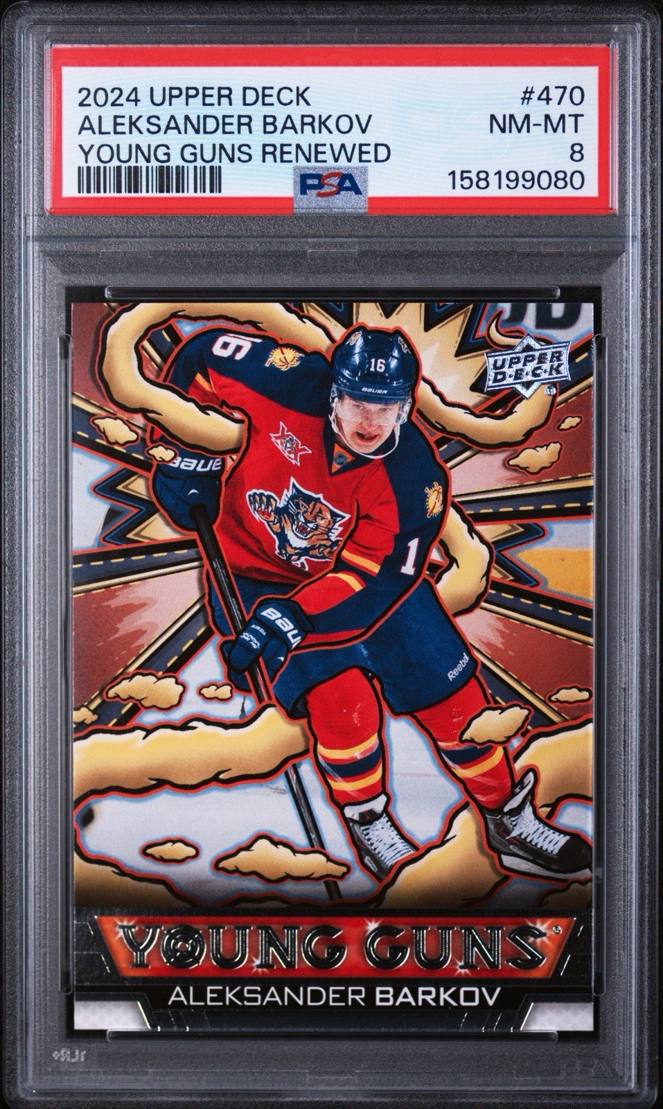 2024-25 Upper Deck YOUNG GUNS RENEWED #470 ALEKSANDER BARKOV PSA 8 view 1