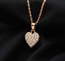 Women's Heart Pendant 2Ct Round Cut Lab Created Diamond 14k Yellow Gold Plated