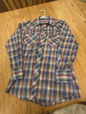 Ely Plains Men's Vintage Pearl Snap Western Stripe Long Sleeve 15.5 Neck 32 Slev