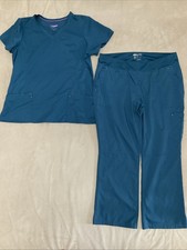 Healing Hands Xl Petite Scrub Set Dark Turquoise Top Pants Yoga