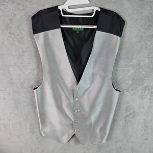 Lauren Ralph Lauren Mens Silver Micro Diamond Tuxedo Vest Size L Formal Wedding