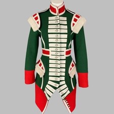 BURBERRY Fall 2017 Size 2 Green Red Shearling Trim Wool Ceremonial  Coat