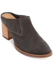 AQUA COLLEGE Womens Gray Nan Slip On Leather Heeled Mules Shoes 6 M