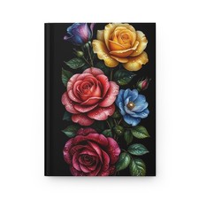 Vintage Watercolor Roses Hardcover Journal  Floral Notebook