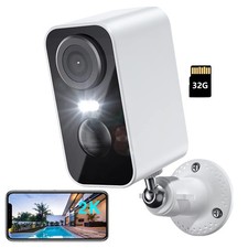 3MP 2K Wireless Security Camera Outdoor Battery Powered WiFi CCTV W/32G TF Card
