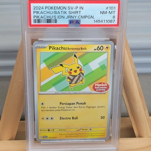 Batik Pikachu #101 PSA 8 Indonesian Journey Campaign Green SV-P Berkemeja Promo
