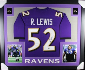 Baltimore Ravens Ray Lewis NFL signed framed jersey 35x43 Beckett COA