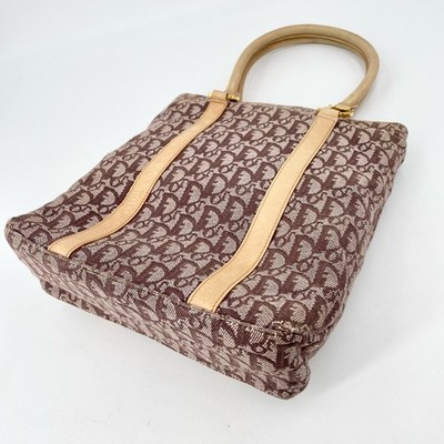 Dior Vintage Oblique Tote Bag Piano Sheet Music Brown Handheld