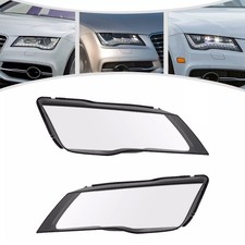 2Pcs Front Headlight Lens Cover Shell Clear For Audi A7 S7 RS7 2012~15