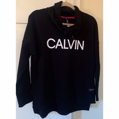 Calvin Klein Performance Women’s Cowl Neck Sweatshirt Long Sleeve Black  Size M