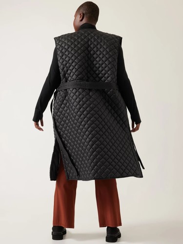 Athleta Women's Belted Whisper Featherless Quilted Long Black Vest Size 3X - Picture 5 of 23