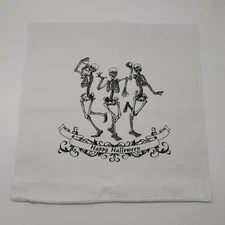 Dancing Skeletons Happy Halloween Square Pillow Cover With Zipper Closure White
