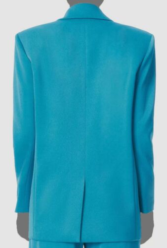 $595 Alice + Olivia Women's Blue Shan Solid Oversized Blazer Jacket Coat Size 4 - Picture 2 of 4