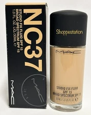 MAC Studio Fix Fluid SPF15 Foundation Shade NC37 1oz / 30ml New In Box
