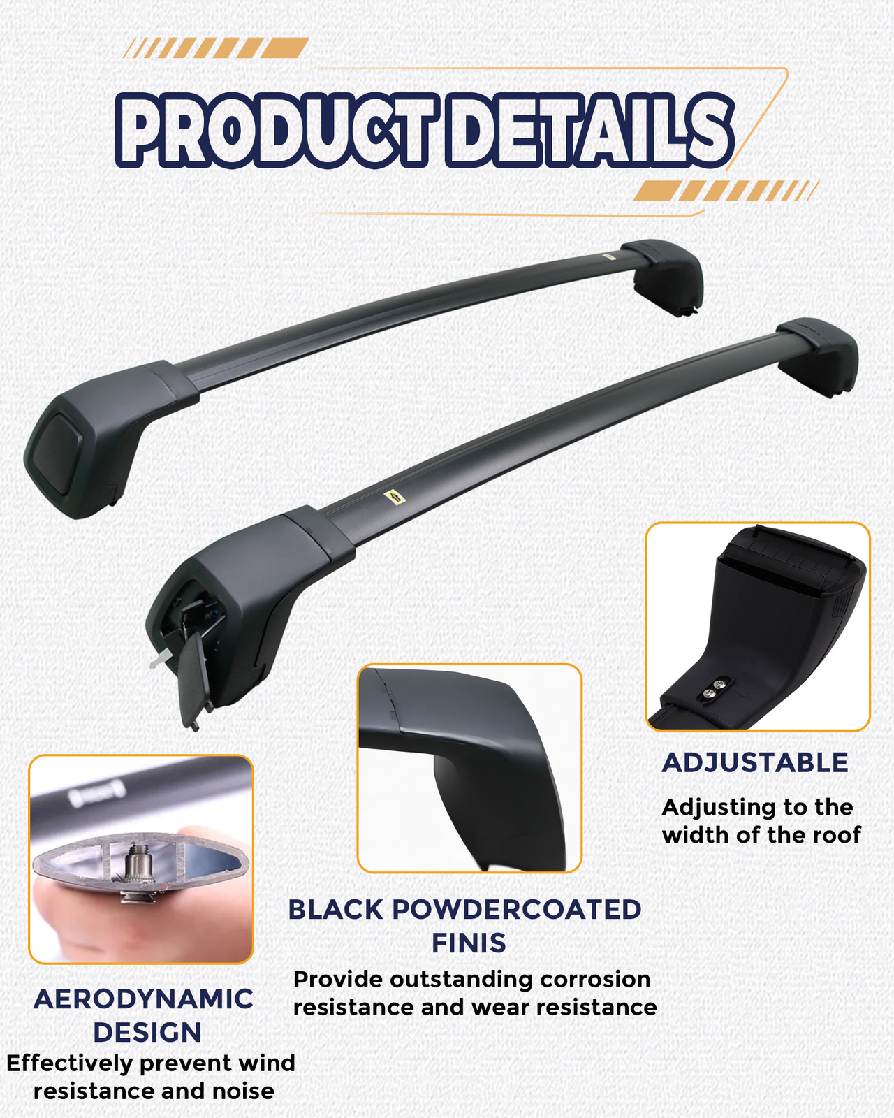 4pcs 165lbs Side Rails Cross Bar For Acura MDX 2022-2025 Roof Rack Cargo Carrier