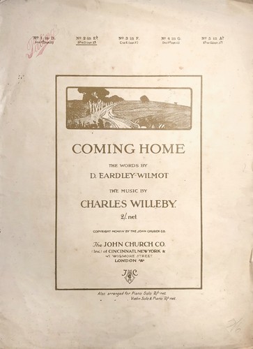 Coming Home Rare Sheet Music Piano D. Eardley Wilmot Charles Willeby 1914
