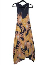 Gap Maxi Dress Women S Blue Orange Tropical Floral Pull On Casual Vacation Beach