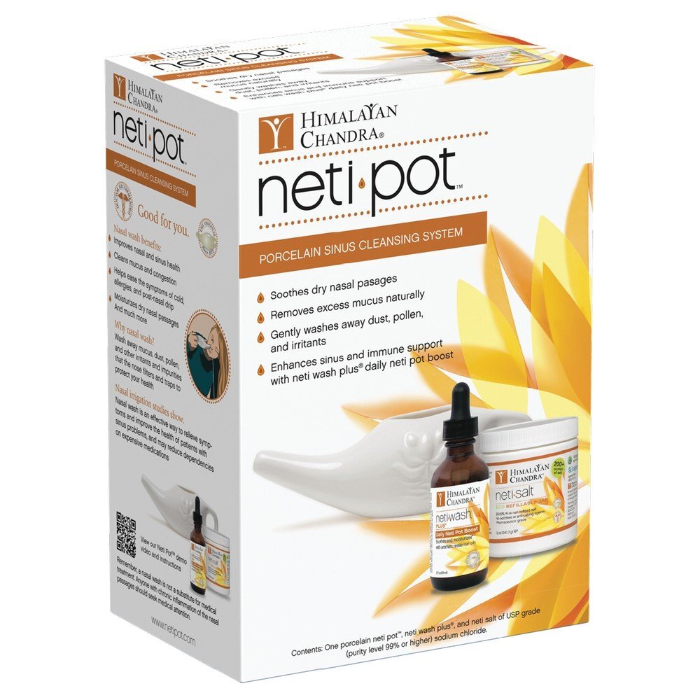 Гималайский фарфоровый горшок Chandra Neti Pot для очистки носовых пазух, 1 комплект